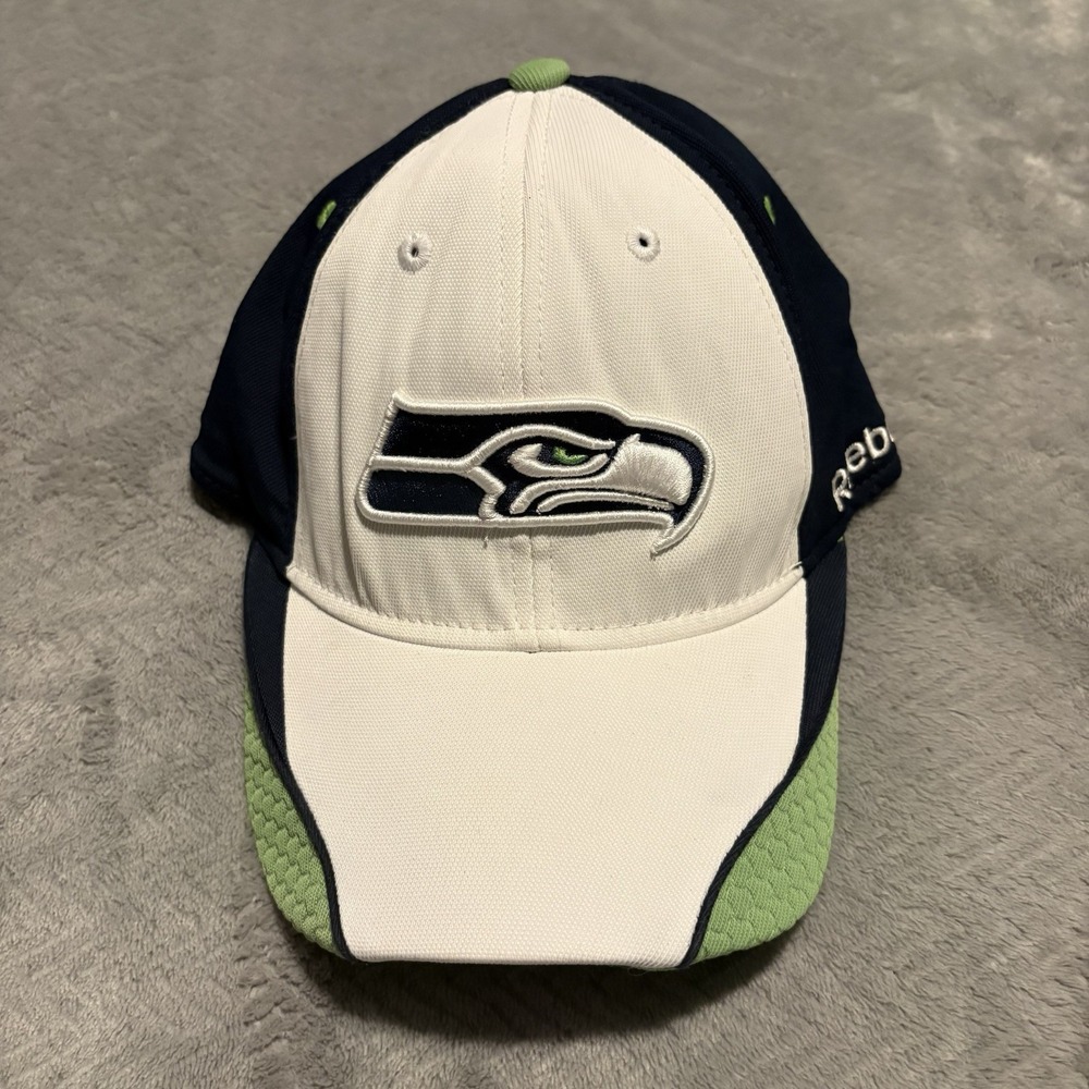 Seattle Seahawks Hat Cap Fitted Mens Small/Medium Blue Green NFL Football Reebok